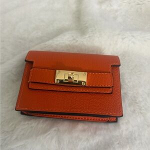 Orange  Leather Wallet with Gold Clasp